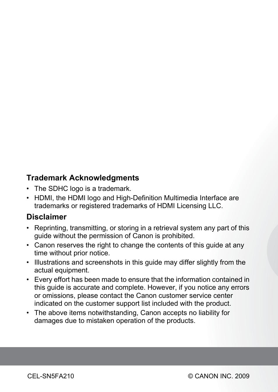 Canon 200 IS User Manual | Page 169 / 169