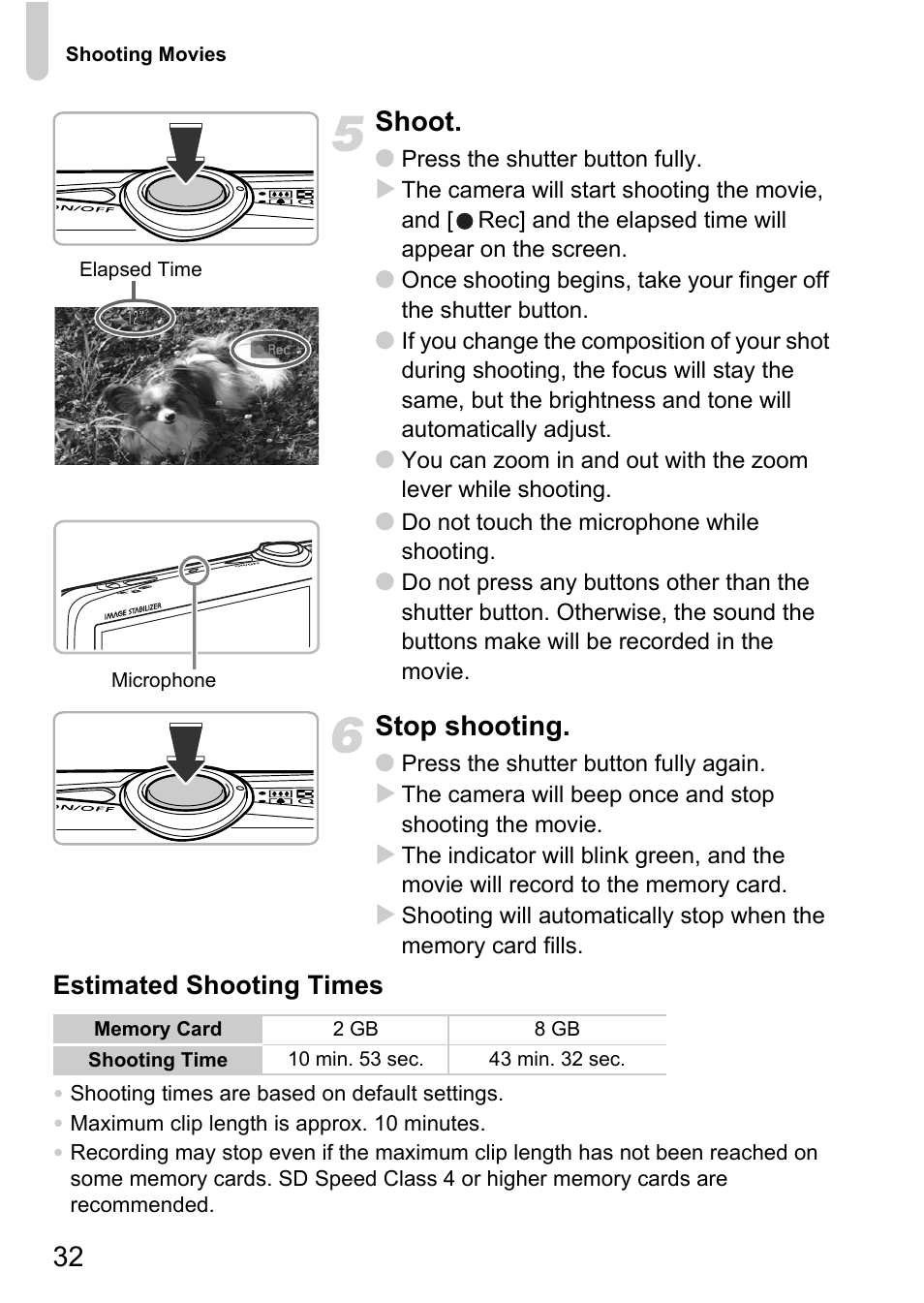 32 shoot, Stop shooting | Canon 200 IS User Manual | Page 32 / 169