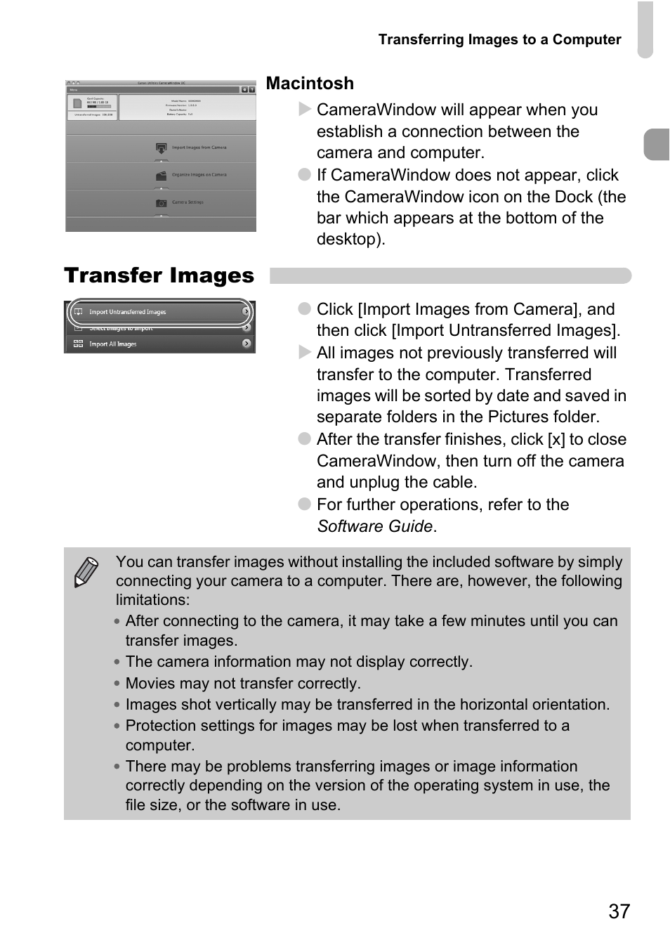 Transfer images | Canon 200 IS User Manual | Page 37 / 169