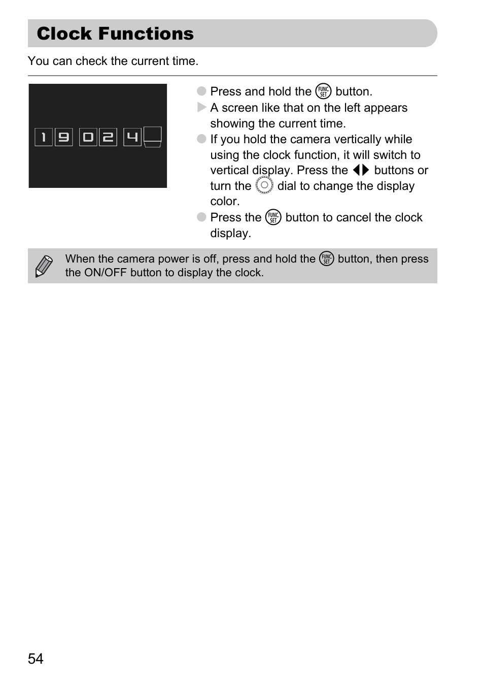 Clock functions | Canon 200 IS User Manual | Page 54 / 169
