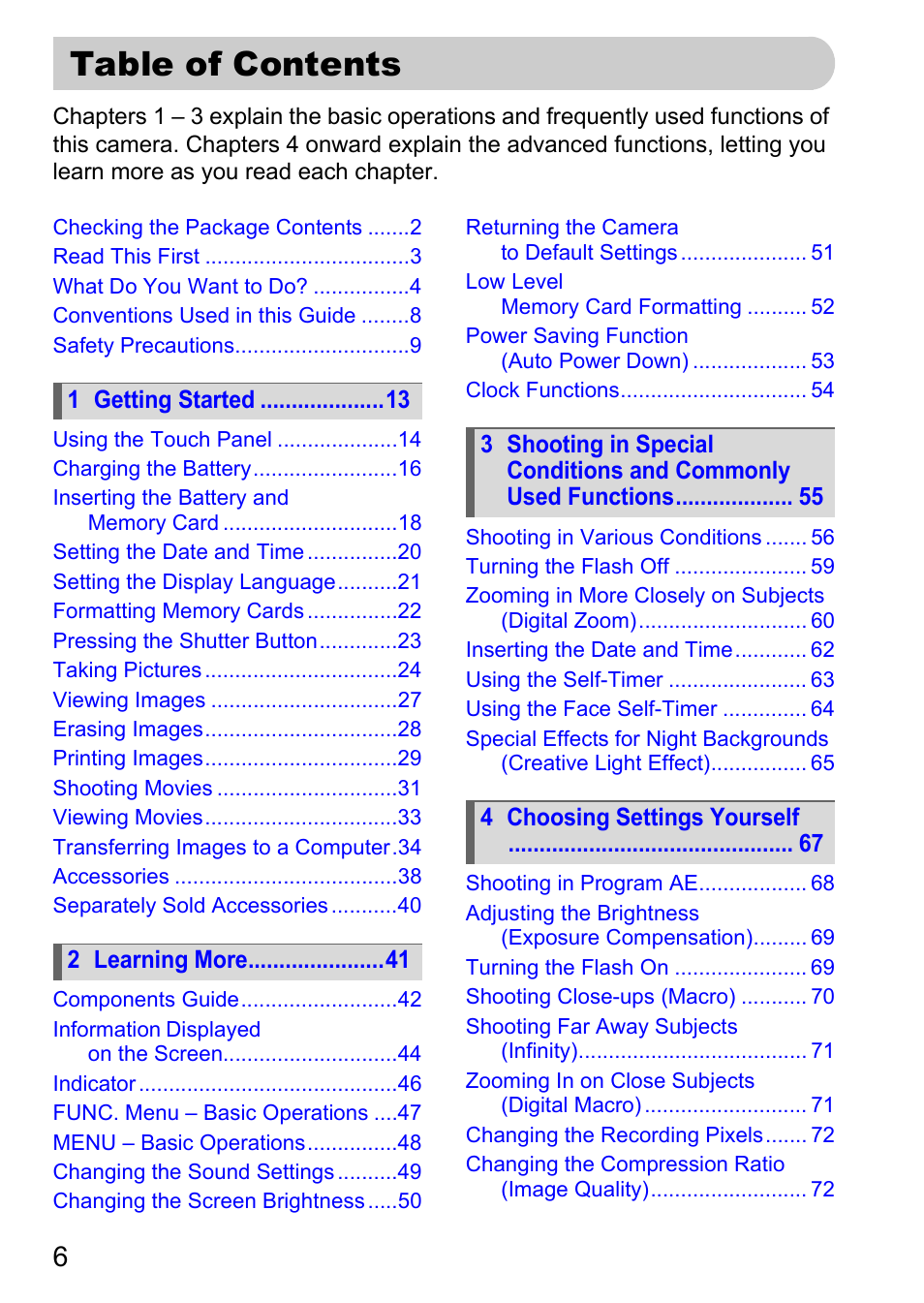 Canon 200 IS User Manual | Page 6 / 169