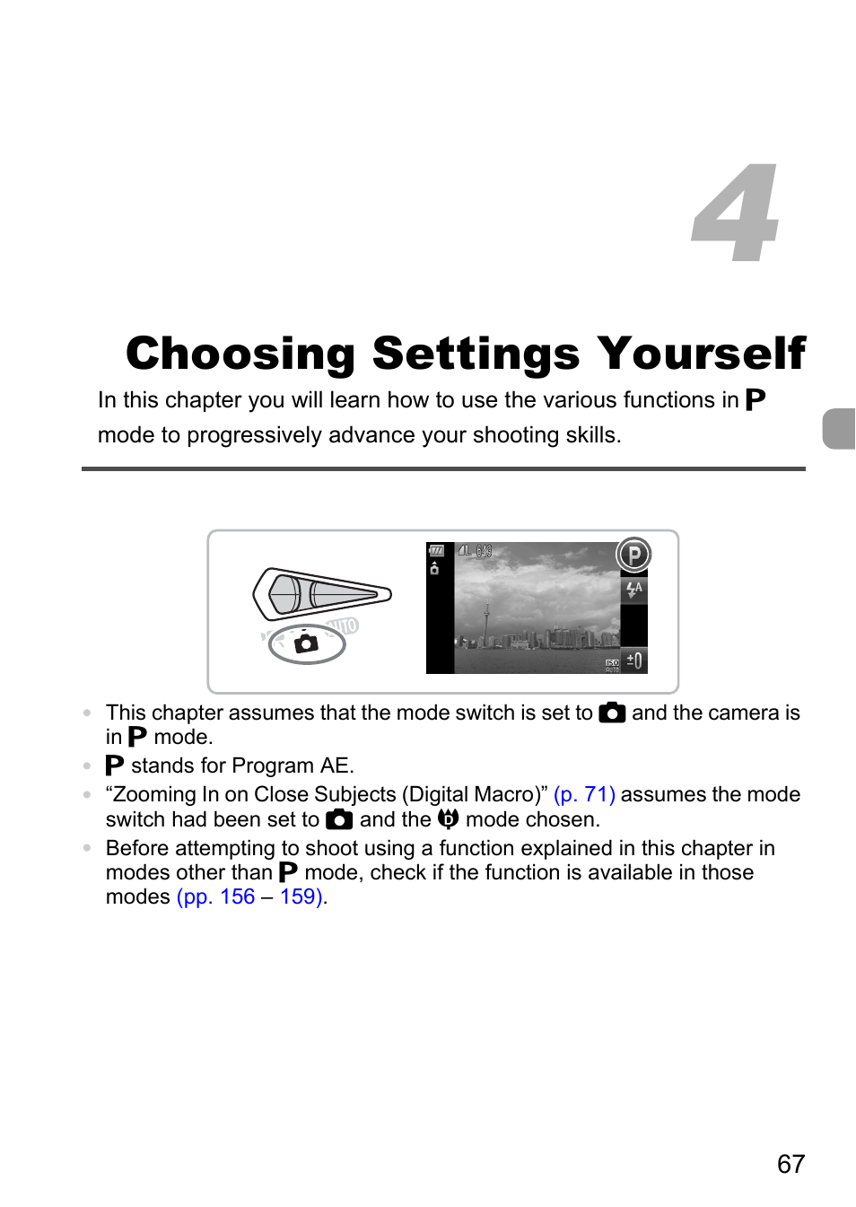 4 choosing settings yourself, Choosing settings yourself | Canon 200 IS User Manual | Page 67 / 169
