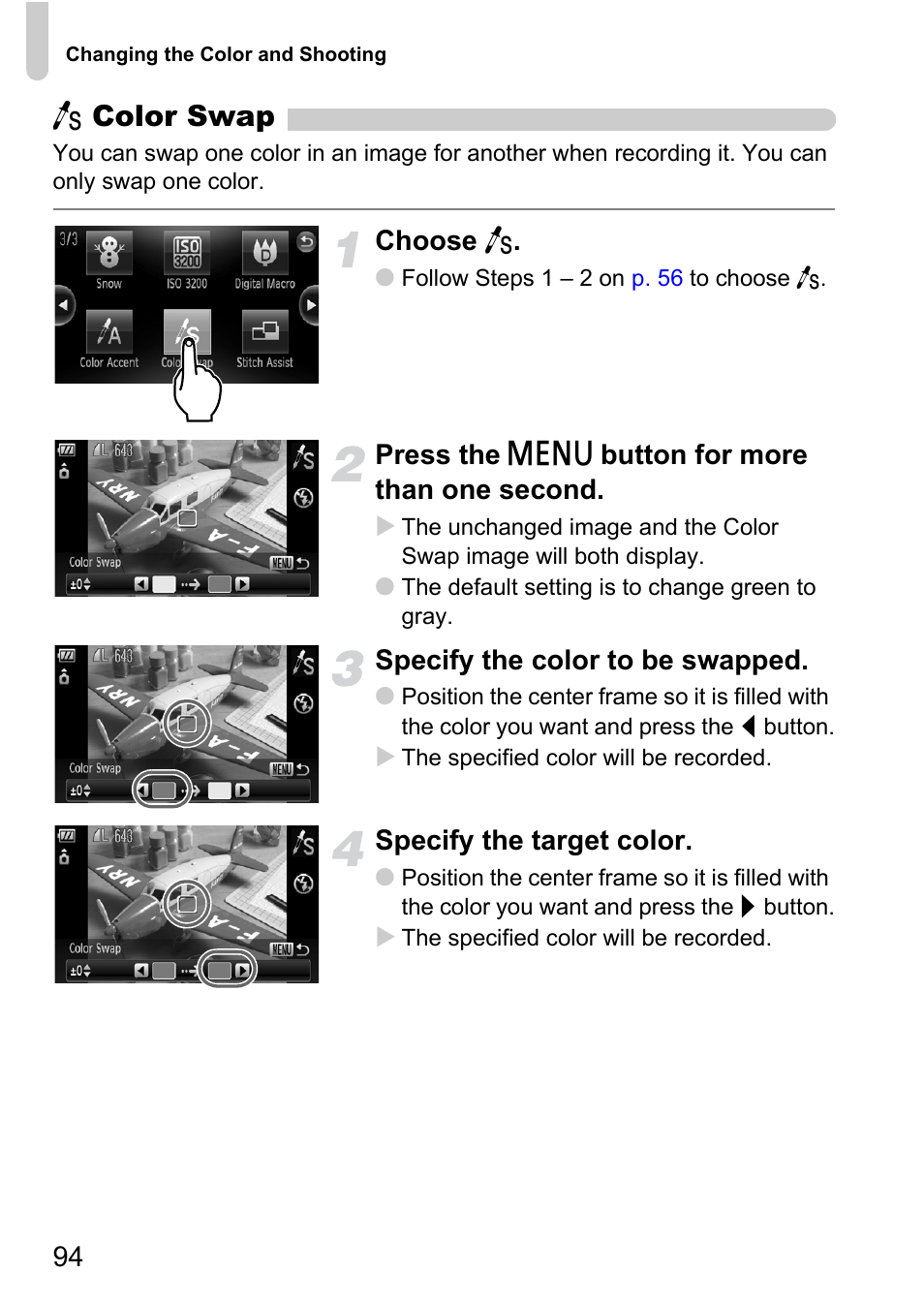 P. 94), Y color swap | Canon 200 IS User Manual | Page 94 / 169