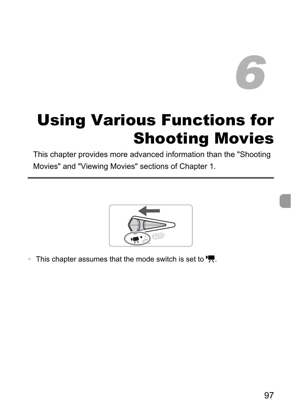 6 using various functions for shooting movies, 6 using various functions for, Shooting movies | Canon 200 IS User Manual | Page 97 / 169