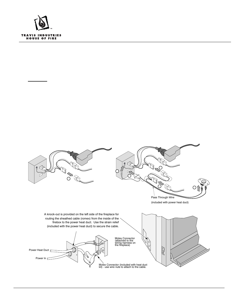 Extra room power heat duct instructions, Fireplace wiring – no internal thermodisk, Fireplace wiring – internal thermodisk | Avalon Firestyles Extra Room Power Heat Duct User Manual | Page 9 / 11