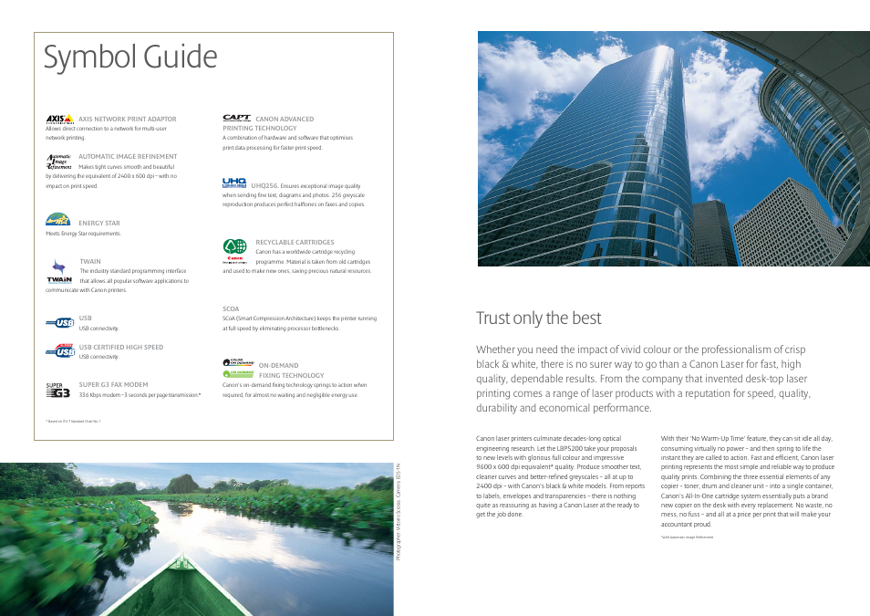 Symbol guide, Trust only the best | Canon i 350 User Manual | Page 2 / 9