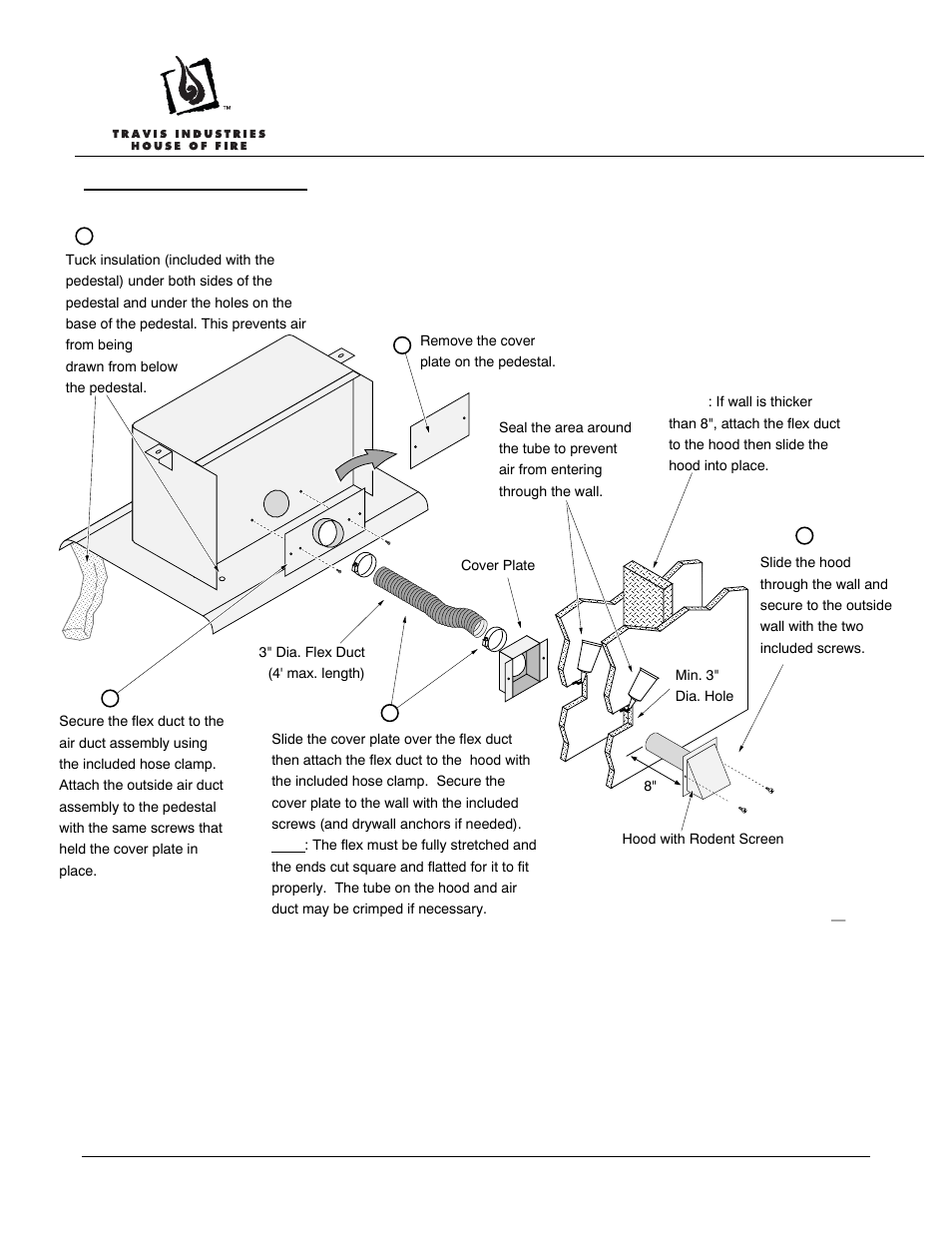 Outside air kit, Installation with pedestal | Avalon Firestyles Outside Air Kit User Manual | Page 3 / 4