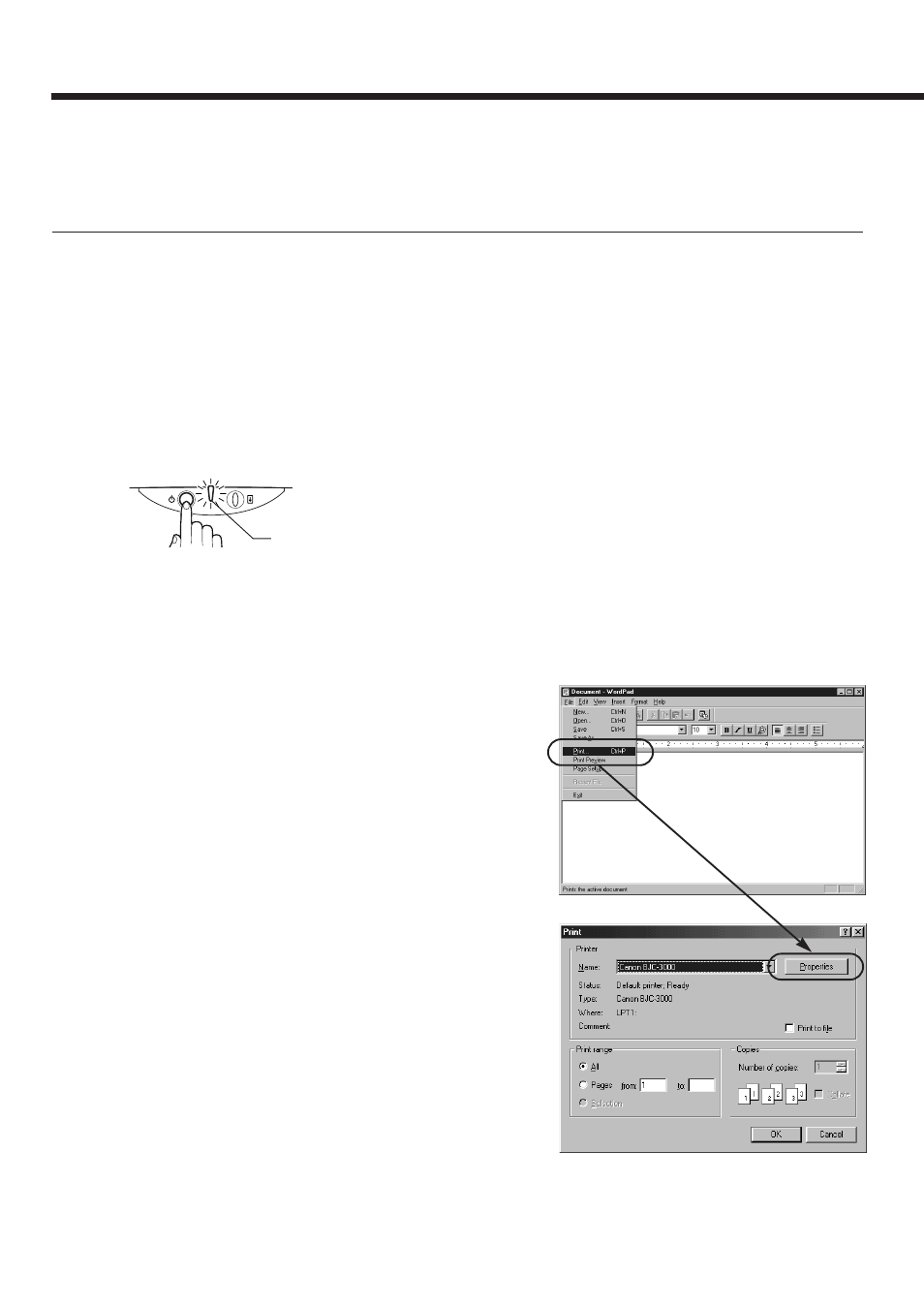 Chp.4: printing your document, Printing from windows, Printing your document | Canon BJC-3000 User Manual | Page 14 / 80