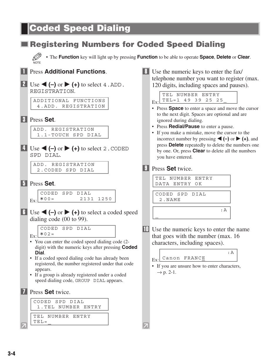 Coded speed dialing, Registering numbers for coded speed dialing | Canon ImageCLASS D680 User Manual | Page 27 / 94