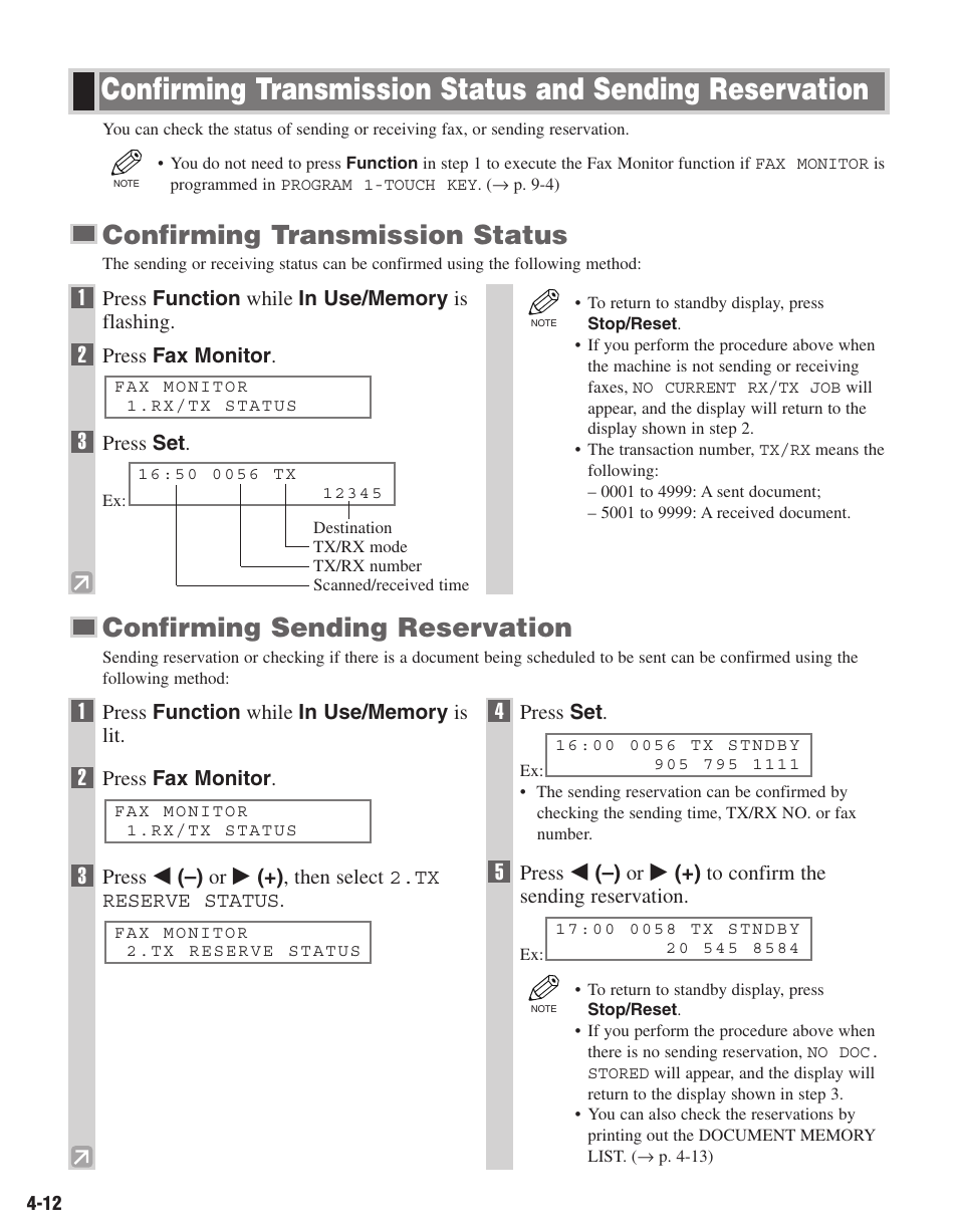 Confirming transmission status, Confirming sending reservation | Canon ImageCLASS D680 User Manual | Page 49 / 94