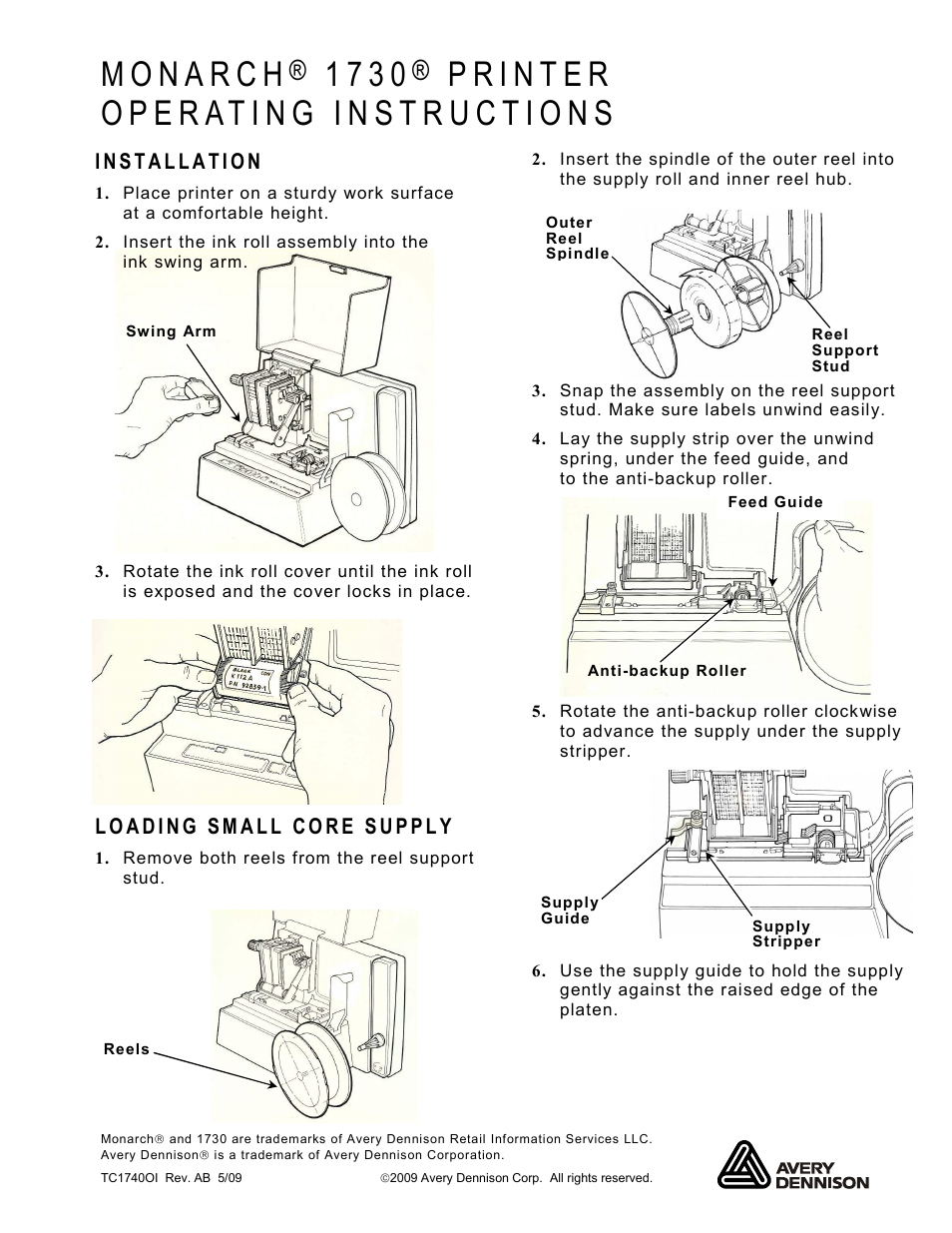 Avery Dennison Monarch 1730 User Manual | 4 pages