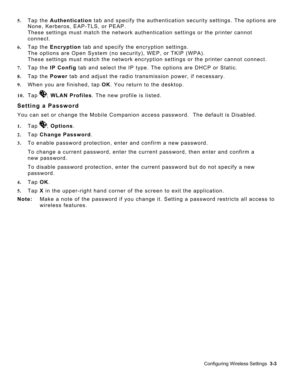 Setting a password, Setting a password -3 | Avery Dennison Platinum 6039 System Administrator Guide User Manual | Page 13 / 48