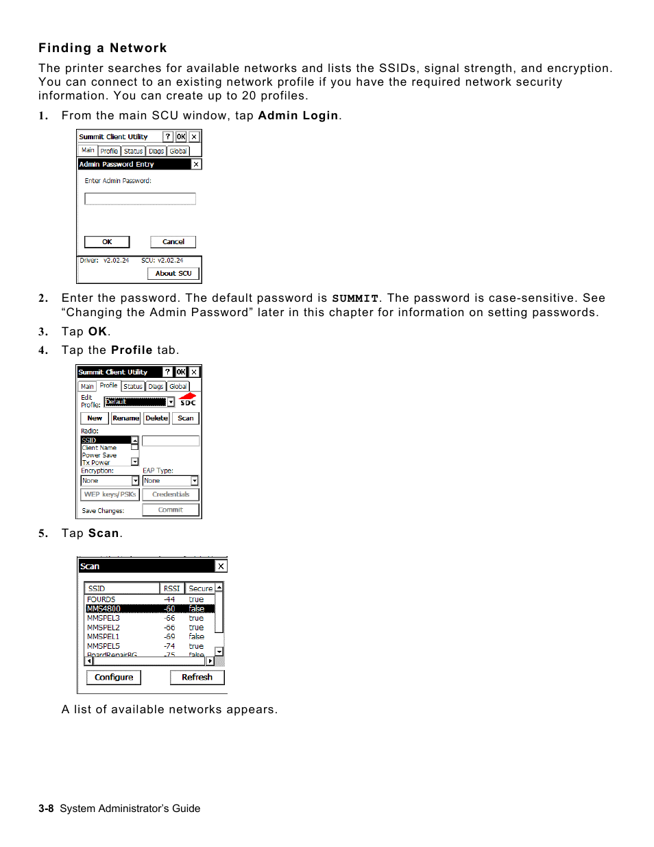 Finding a network, Finding a network -8 | Avery Dennison Platinum 6039 System Administrator Guide User Manual | Page 18 / 48