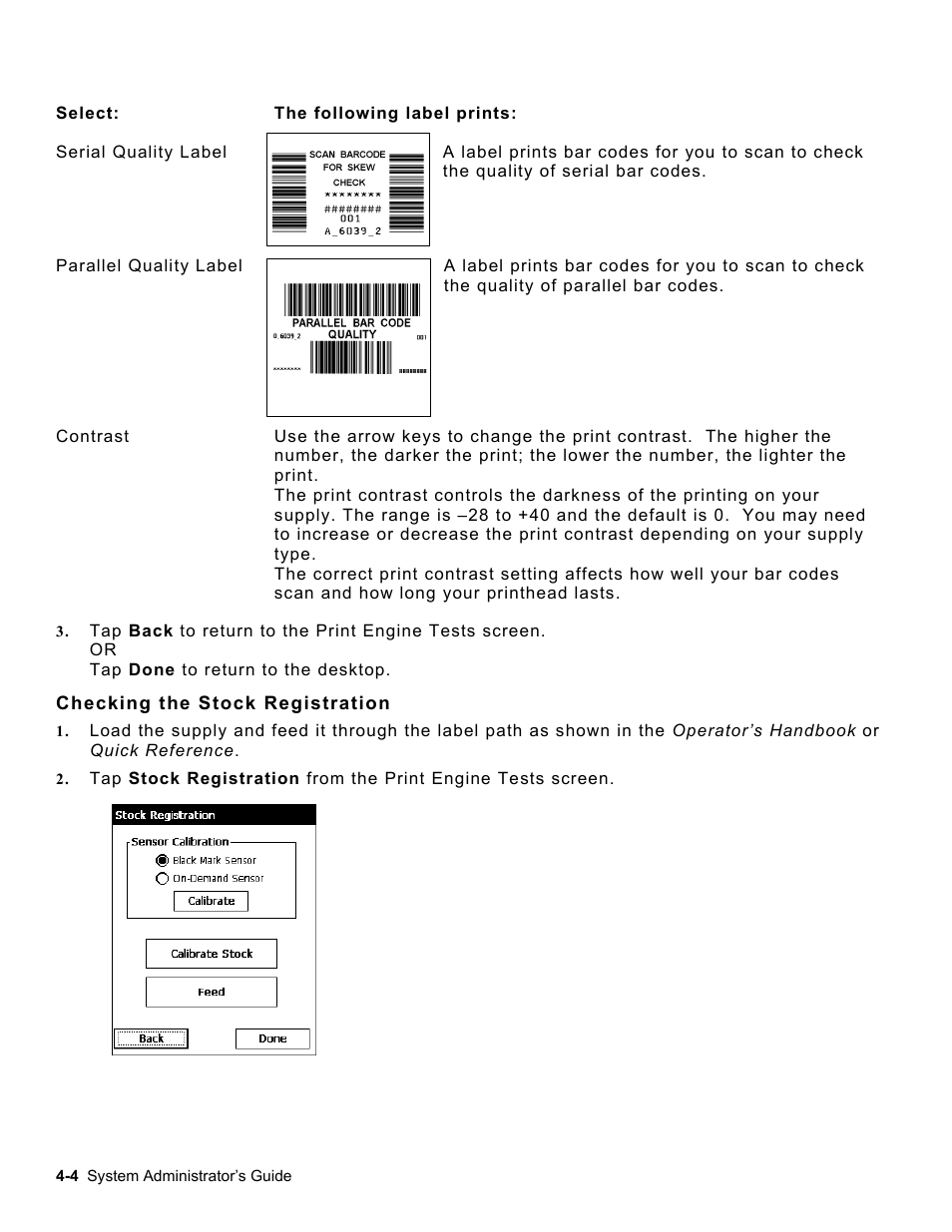 Checking the stock registration, Checking the stock registration -4 | Avery Dennison Platinum 6039 System Administrator Guide User Manual | Page 26 / 48