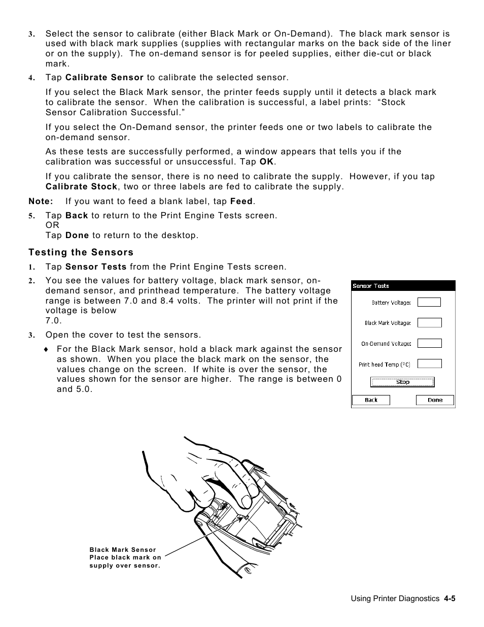 Testing the sensors, Testing the sensors -5 | Avery Dennison Platinum 6039 System Administrator Guide User Manual | Page 27 / 48