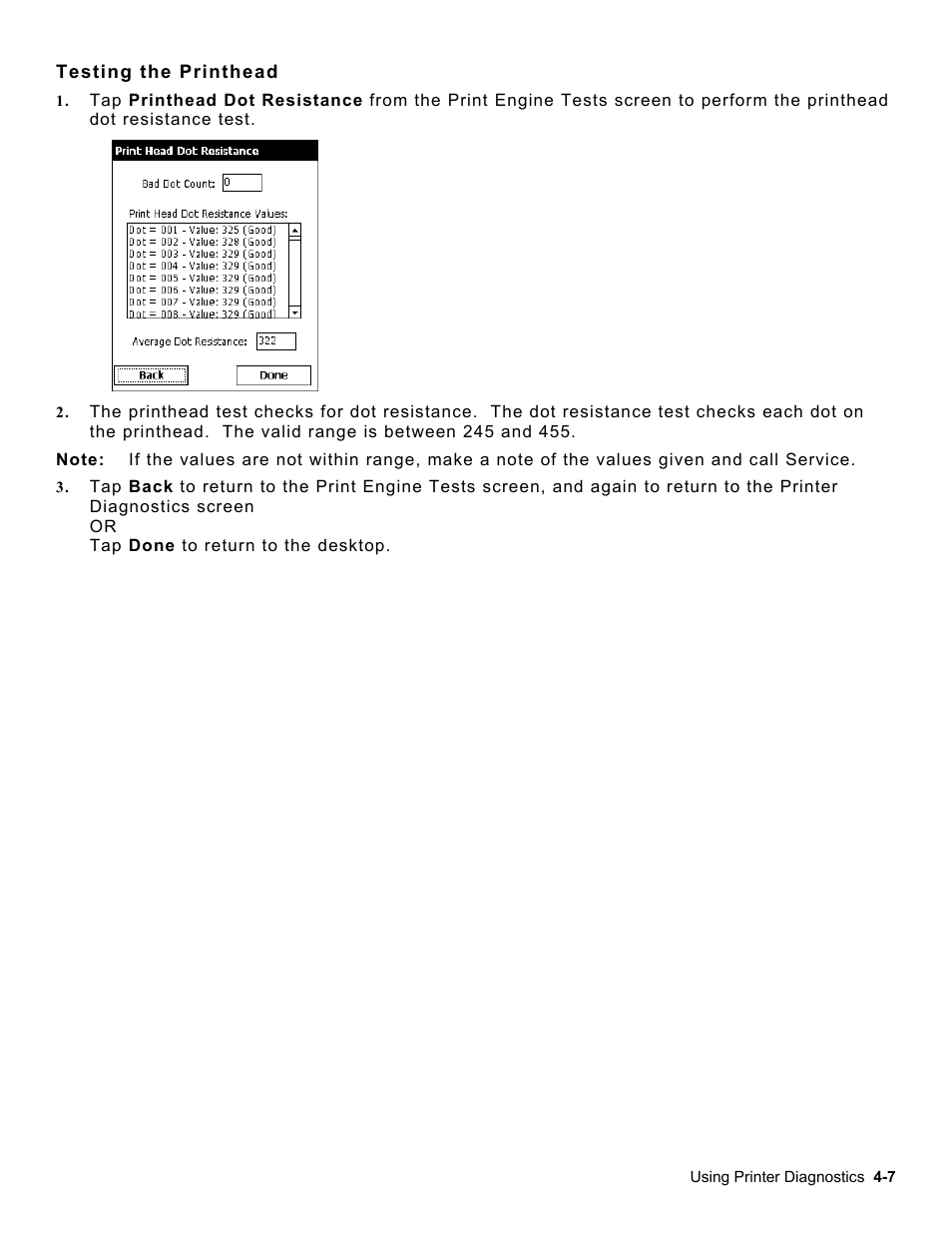 Testing the printhead, Testing the printhead -7 | Avery Dennison Platinum 6039 System Administrator Guide User Manual | Page 29 / 48
