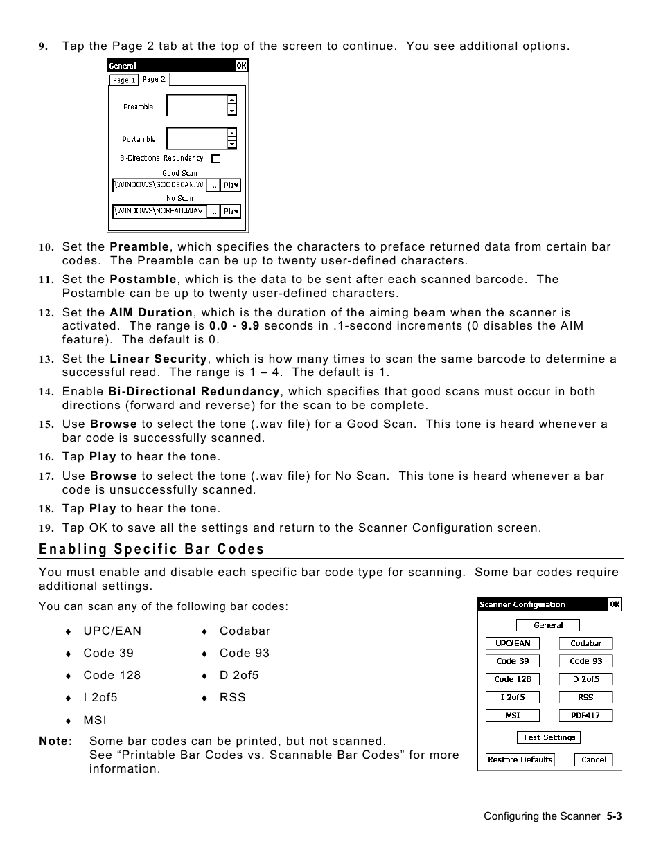 Enabling specific bar codes, Enabling specific bar codes -3 | Avery Dennison Platinum 6039 System Administrator Guide User Manual | Page 35 / 48