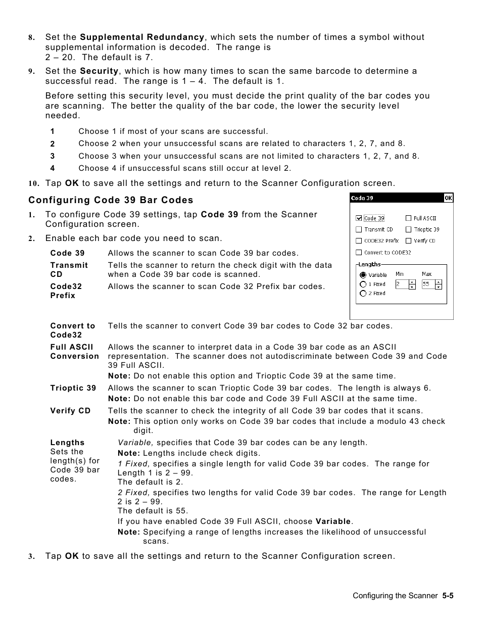 Configuring code 39 bar codes, Configuring code 39 bar codes -5 | Avery Dennison Platinum 6039 System Administrator Guide User Manual | Page 37 / 48