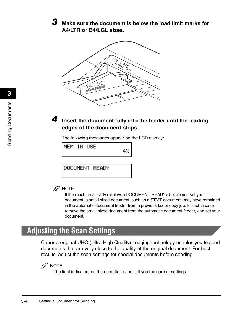 Adjusting the scan settings, Adjusting the scan settings -4, Adjusting the scan settings,” on p. 3-4.) | Canon 700 Series User Manual | Page 101 / 365