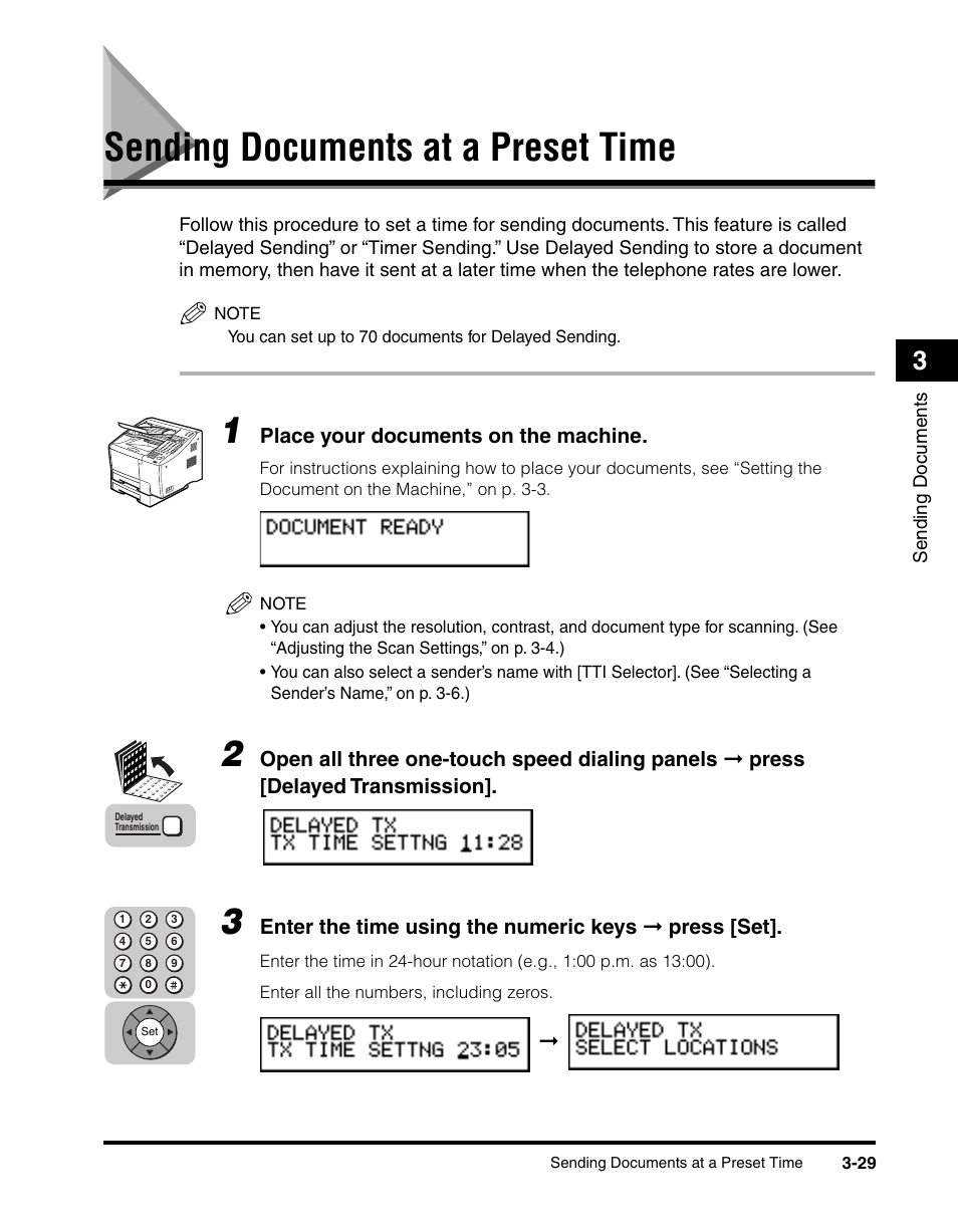 Sending documents at a preset time, Sending documents at a preset time -29 | Canon 700 Series User Manual | Page 126 / 365