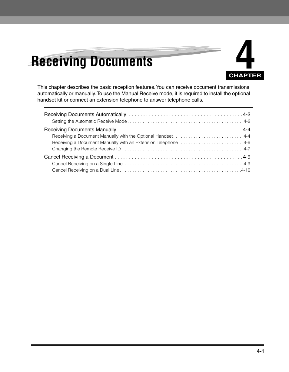 Receiving documents, Chapter 4 | Canon 700 Series User Manual | Page 134 / 365