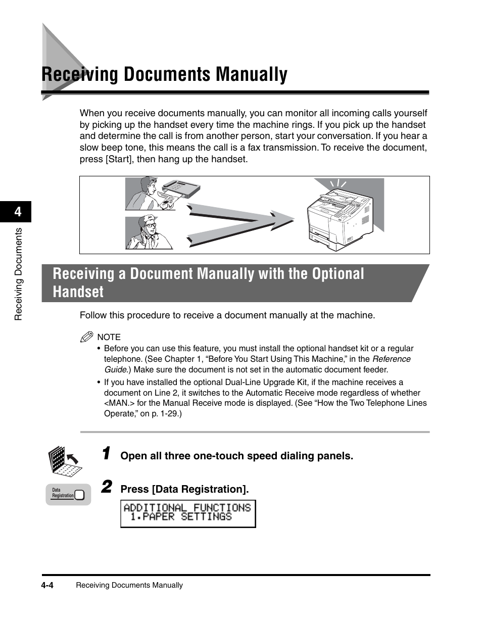 Receiving documents manually, Receiving documents manually -4 | Canon 700 Series User Manual | Page 137 / 365