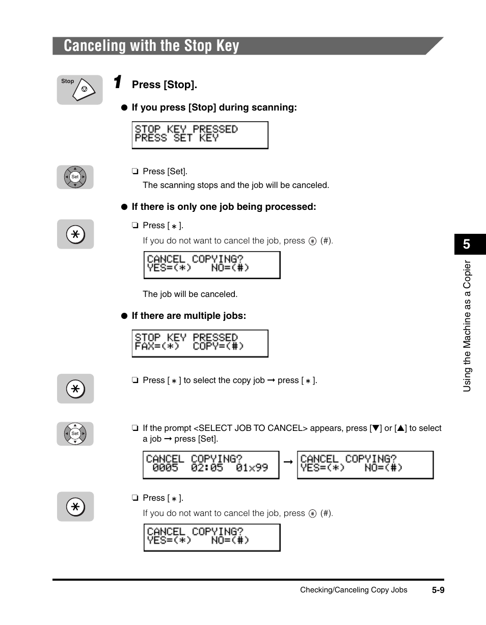 Canceling with the stop key, Canceling with the stop key -9 | Canon 700 Series User Manual | Page 152 / 365