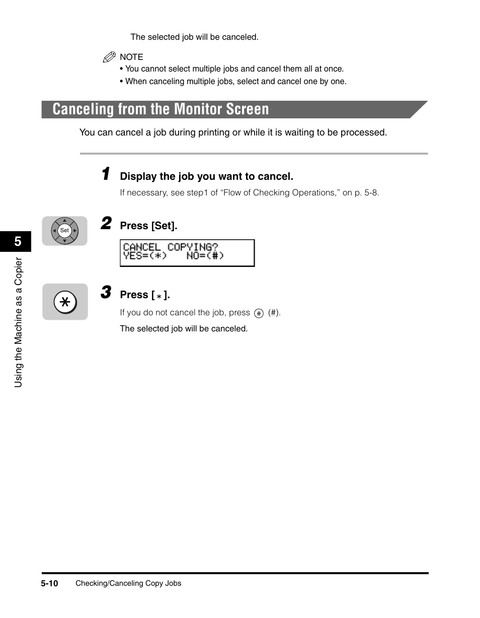 Canceling from the monitor screen, Canceling from the monitor screen -10 | Canon 700 Series User Manual | Page 153 / 365