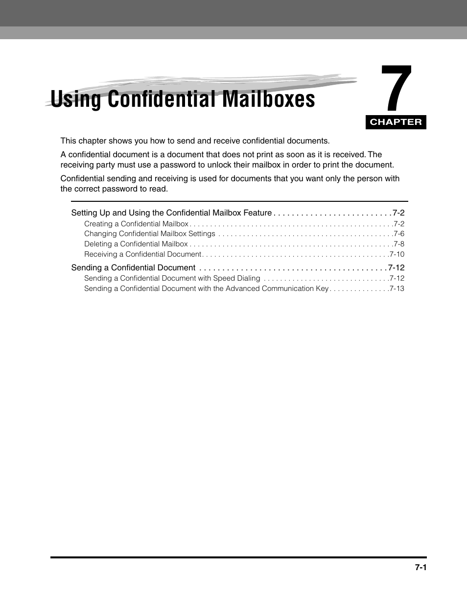 Using confidential mailboxes, Chapter 7 | Canon 700 Series User Manual | Page 168 / 365