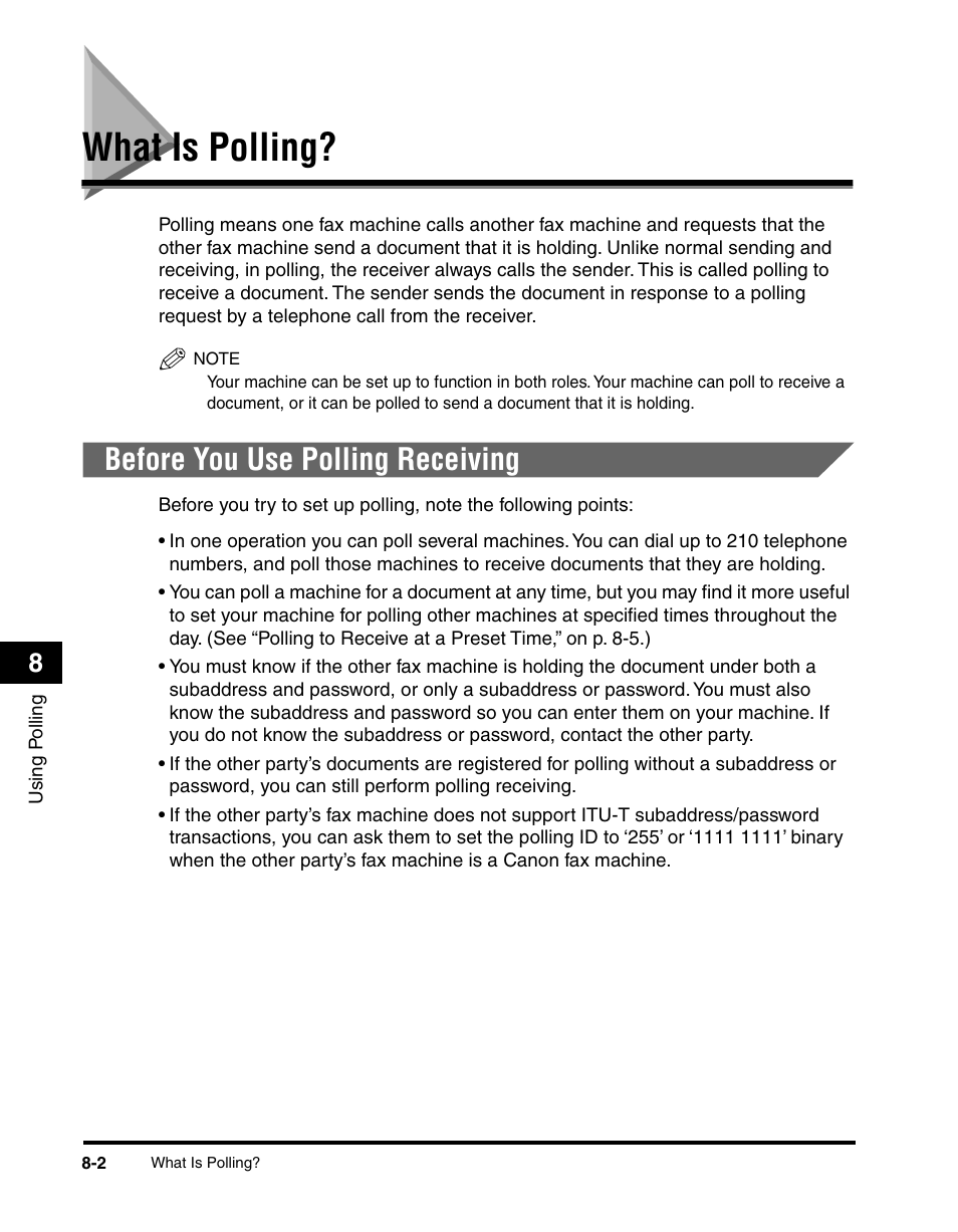 What is polling, Before you use polling receiving, What is polling? -2 | Before you use polling receiving -2 | Canon 700 Series User Manual | Page 185 / 365