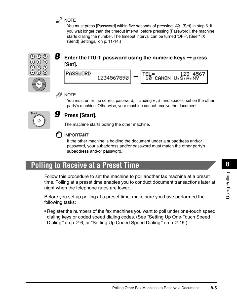 Polling to receive at a preset time, Polling to receive at a preset time -5 | Canon 700 Series User Manual | Page 188 / 365