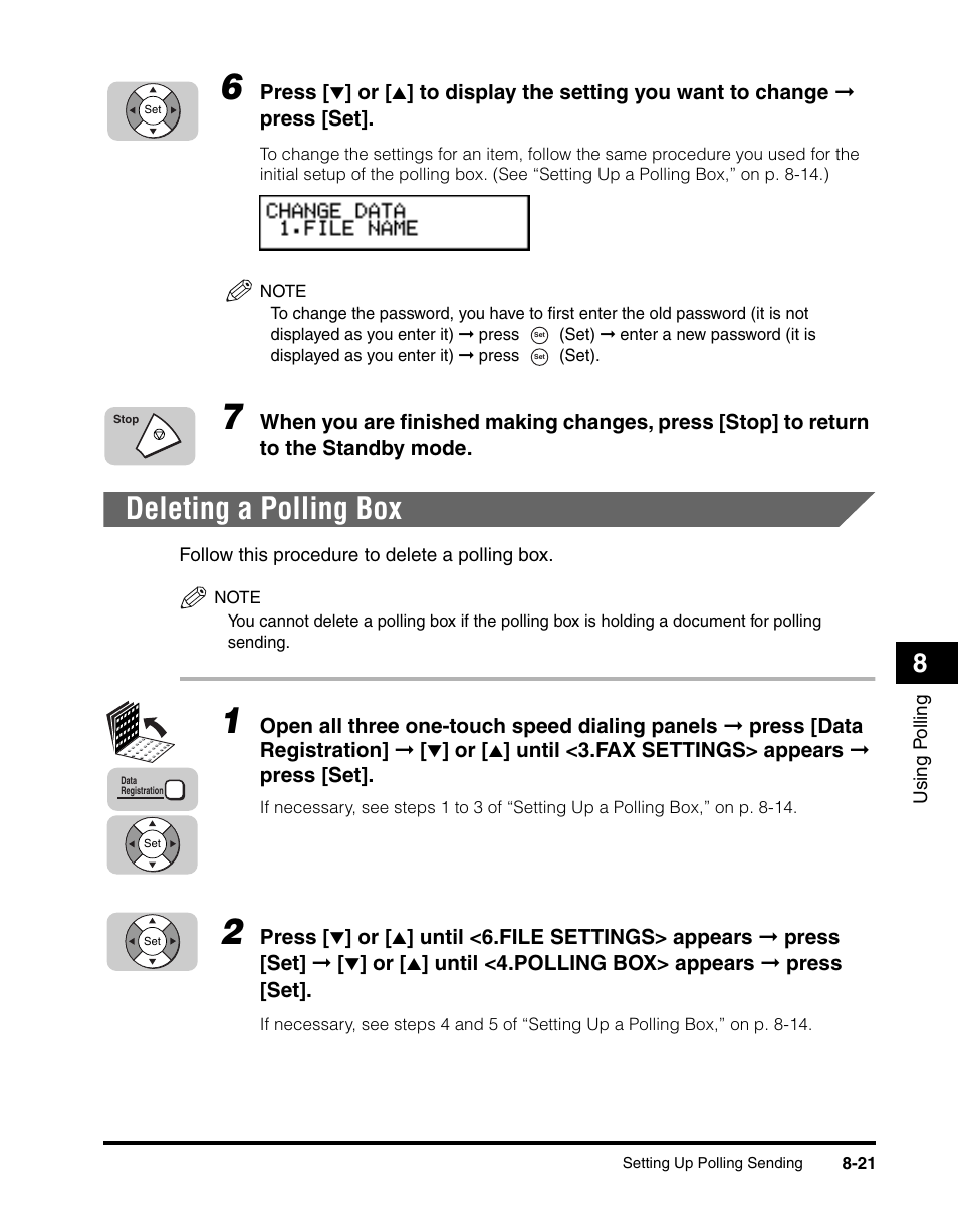 Deleting a polling box, Deleting a polling box -21 | Canon 700 Series User Manual | Page 204 / 365