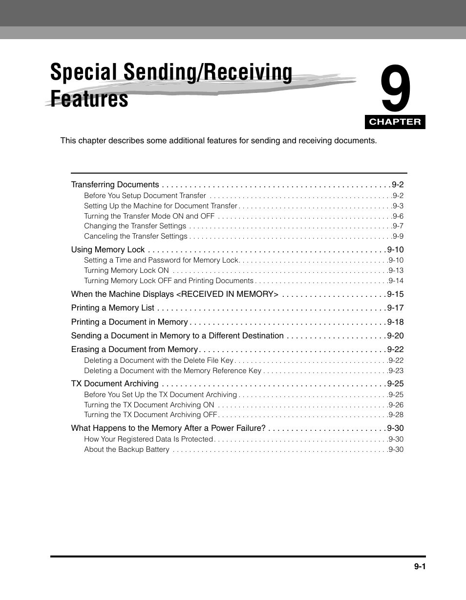 Special sending/receiving features, Chapter 9 | Canon 700 Series User Manual | Page 206 / 365