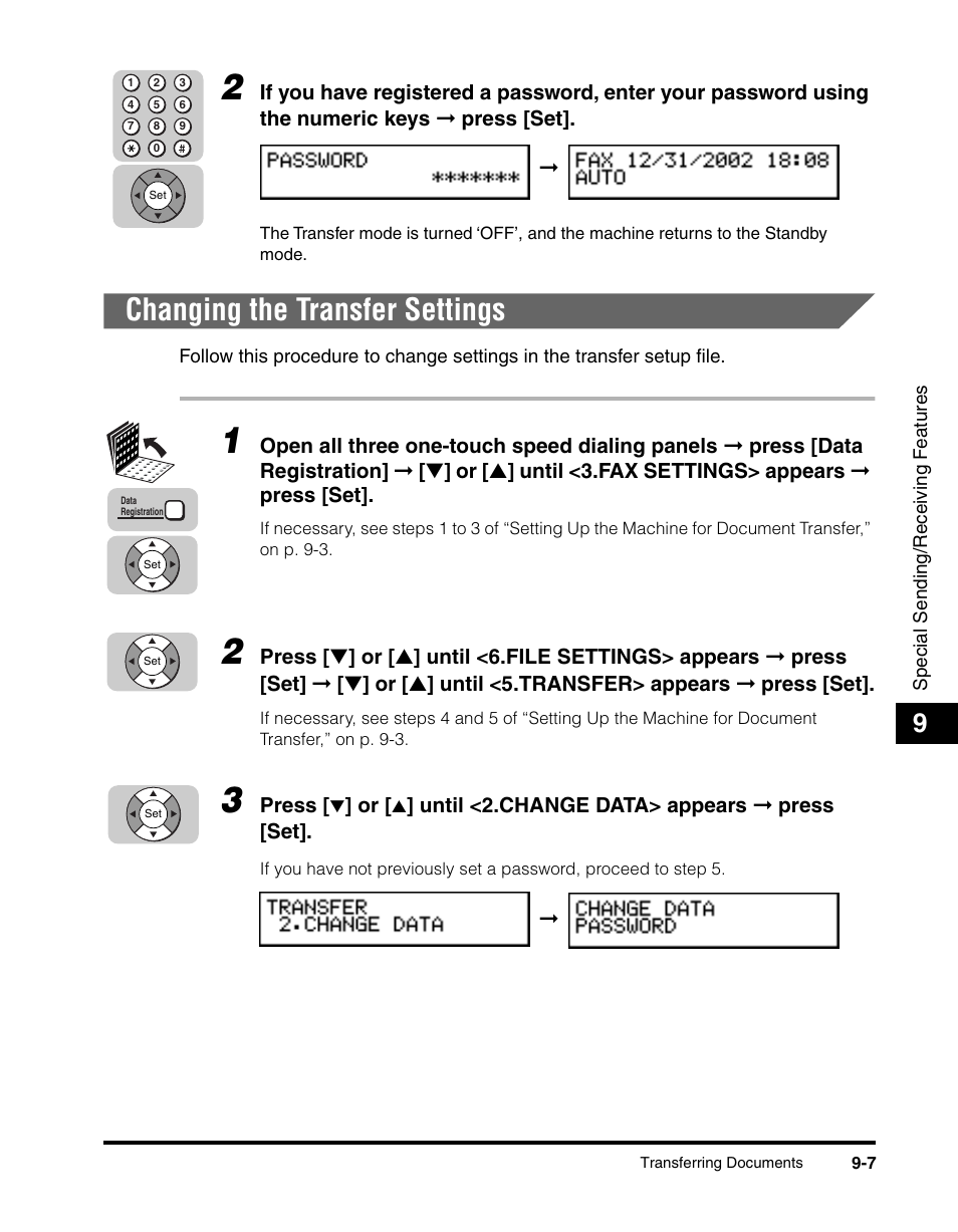 Changing the transfer settings, Changing the transfer settings -7 | Canon 700 Series User Manual | Page 212 / 365