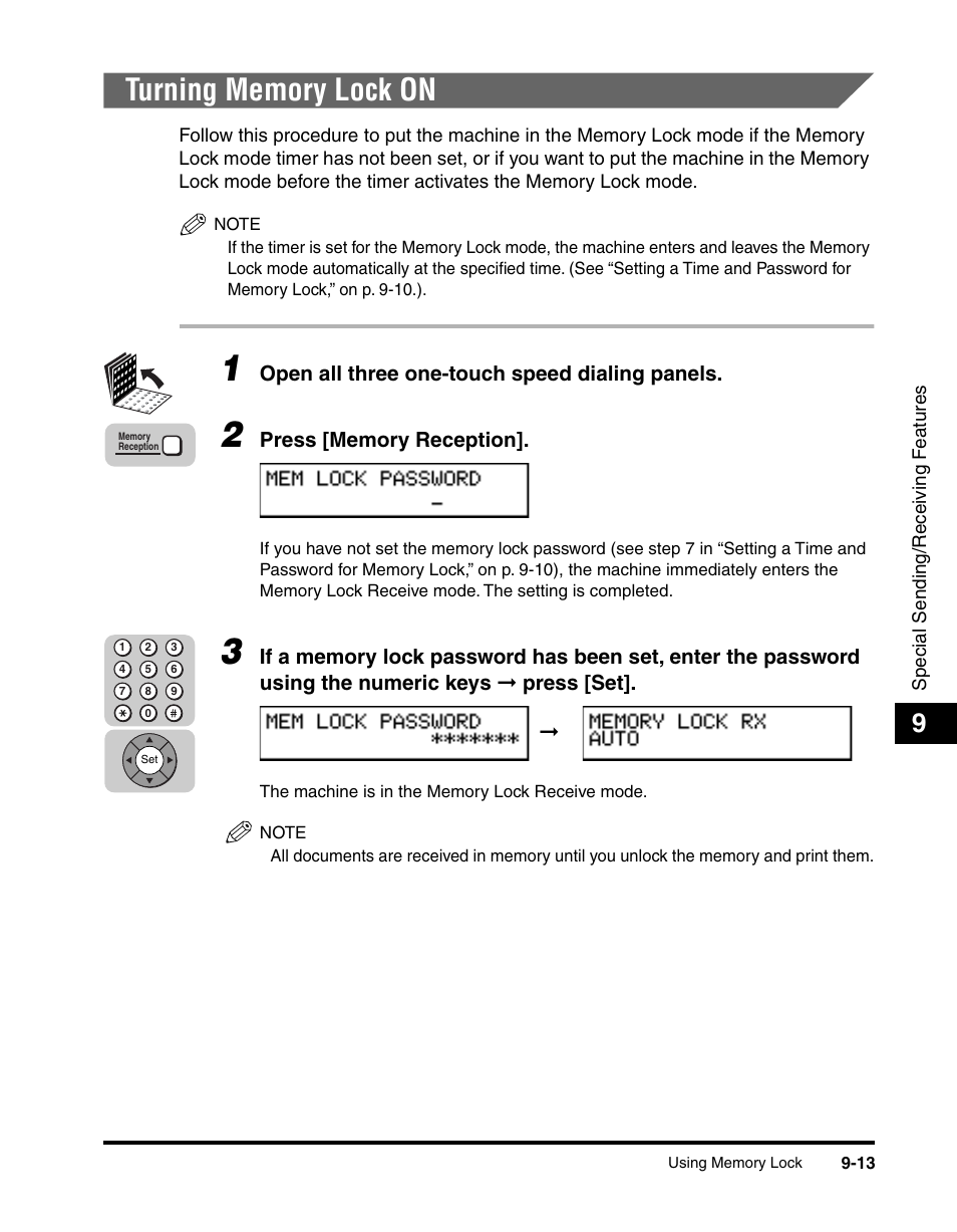 Turning memory lock on, Turning memory lock on -13 | Canon 700 Series User Manual | Page 218 / 365