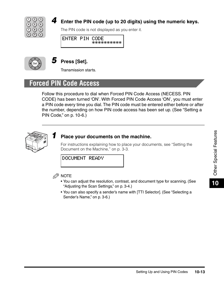 Forced pin code access, Forced pin code access -13 | Canon 700 Series User Manual | Page 250 / 365