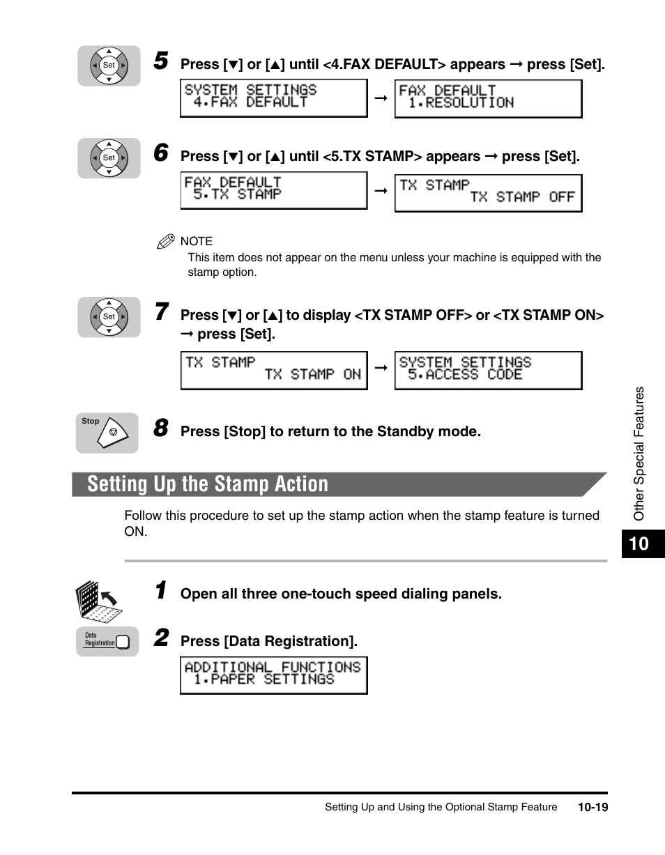 Setting up the stamp action, Setting up the stamp action -19 | Canon 700 Series User Manual | Page 256 / 365