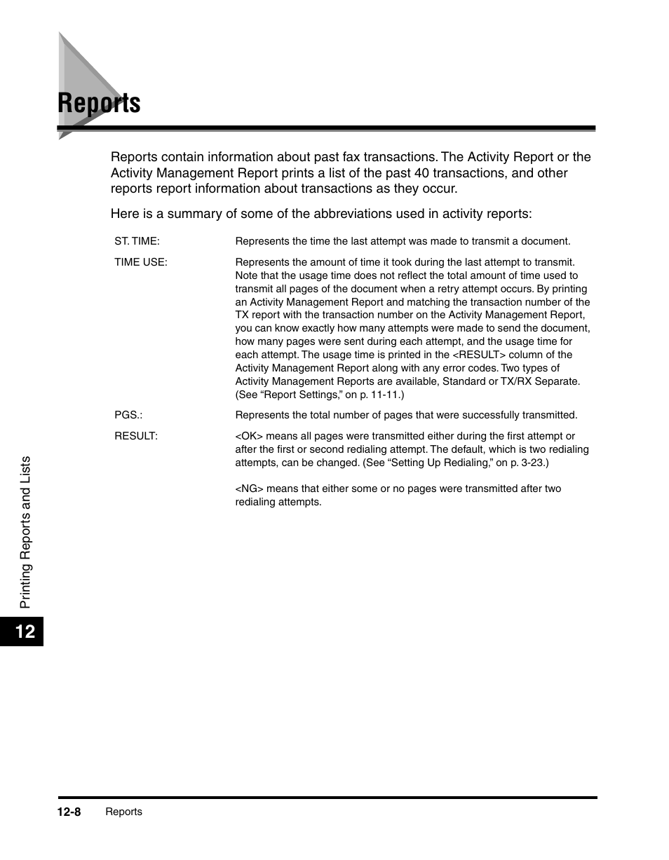 Reports, Reports -8 | Canon 700 Series User Manual | Page 305 / 365
