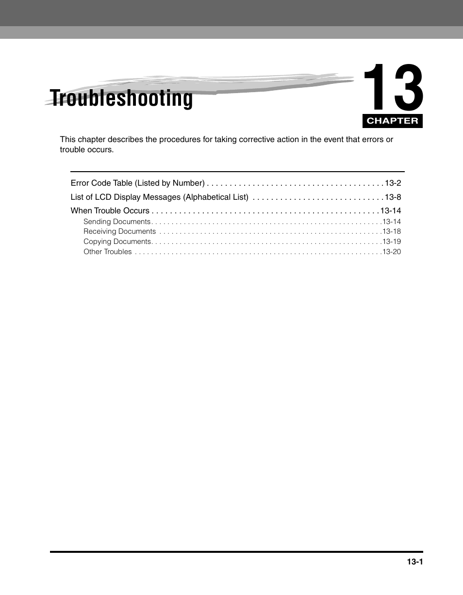 Troubleshooting, Chapter 13 troubleshooting | Canon 700 Series User Manual | Page 316 / 365