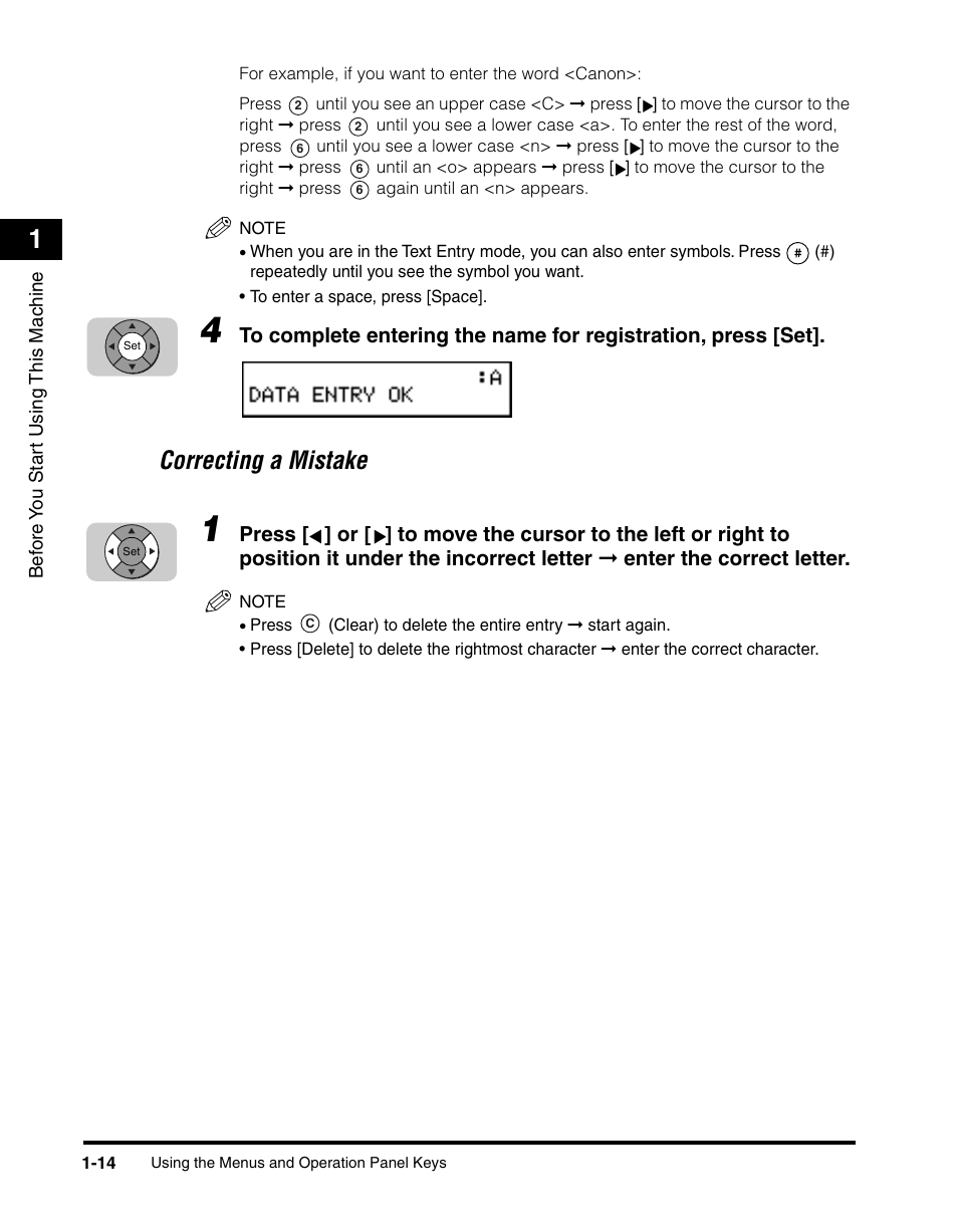 Correcting a mistake -14, Correcting a mistake | Canon 700 Series User Manual | Page 35 / 365