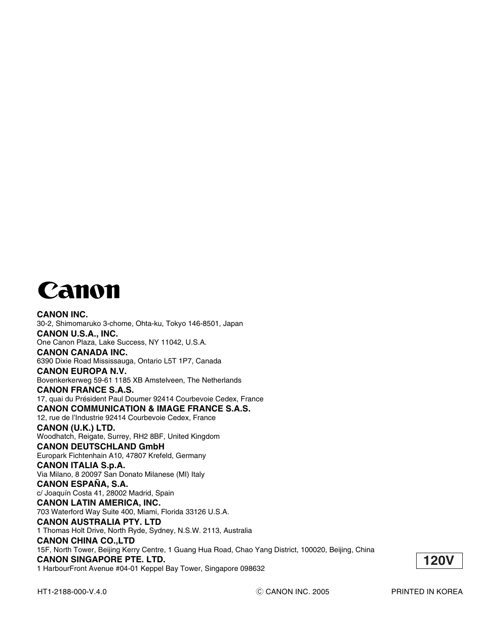 120v | Canon 700 Series User Manual | Page 365 / 365