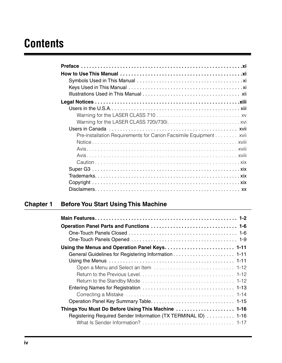 Canon 700 Series User Manual | Page 5 / 365