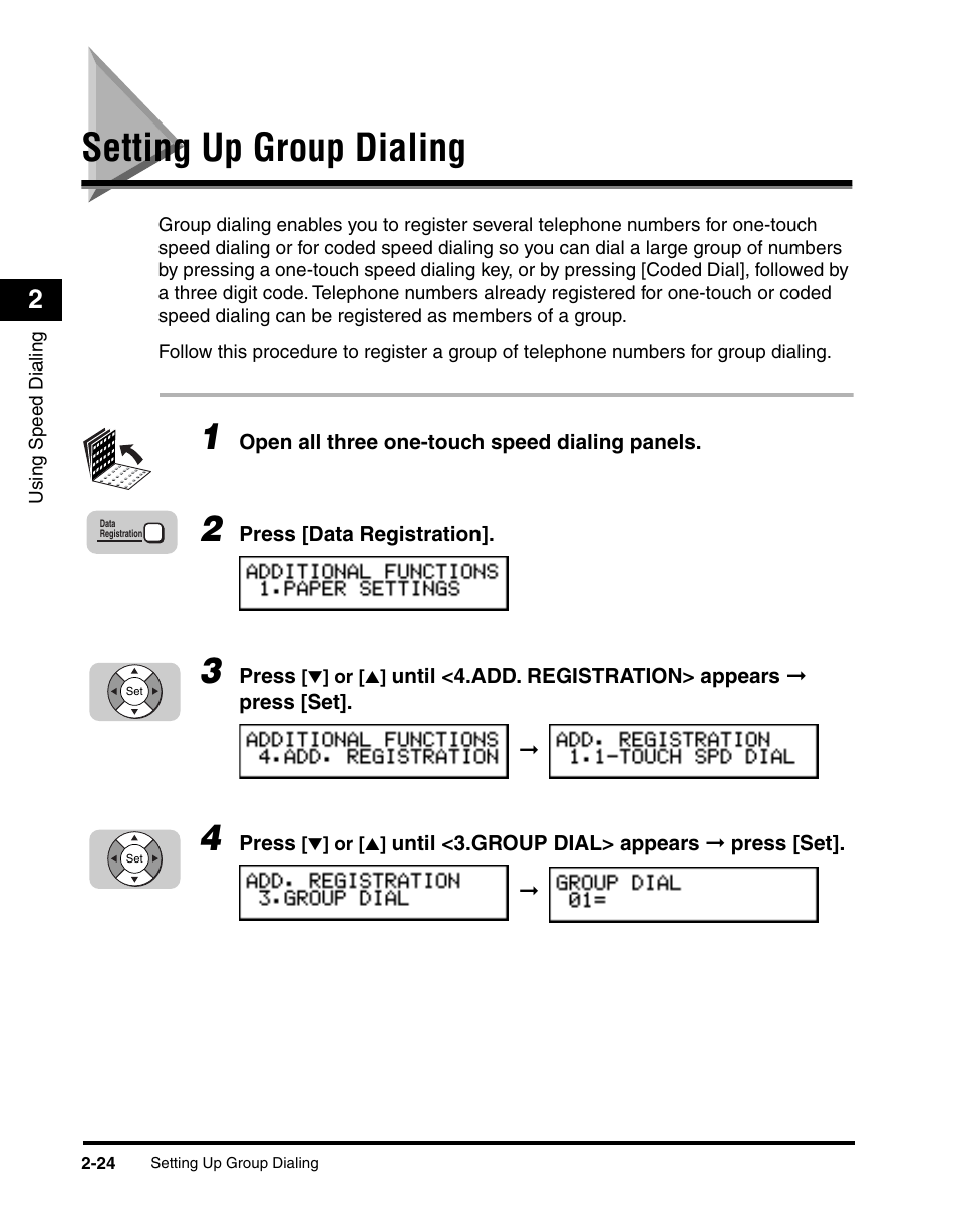 Setting up group dialing, Setting up group dialing -24 | Canon 700 Series User Manual | Page 81 / 365