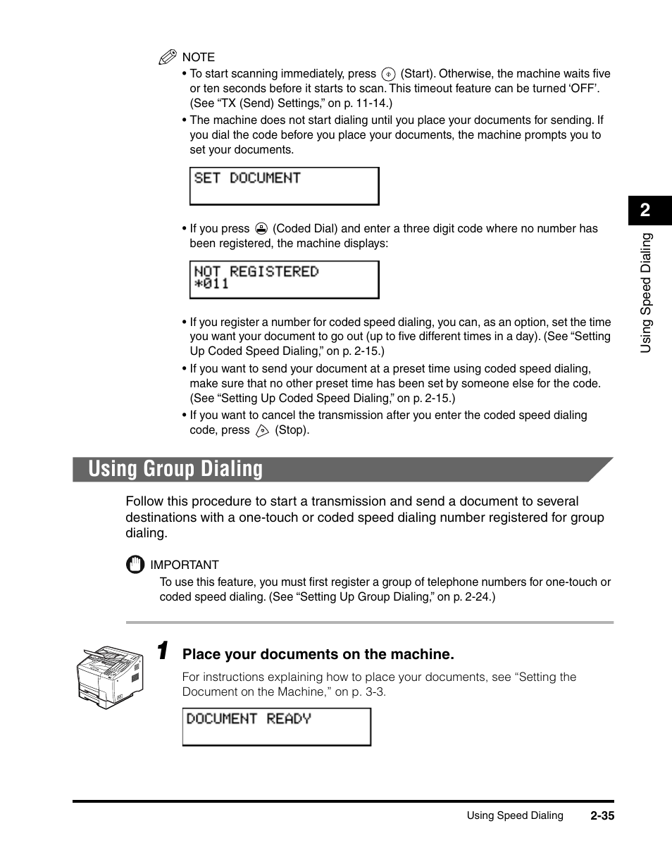 Using group dialing, Using group dialing -35 | Canon 700 Series User Manual | Page 92 / 365