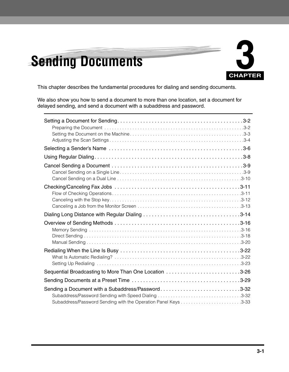 Sending documents, Chapter 3 | Canon 700 Series User Manual | Page 98 / 365