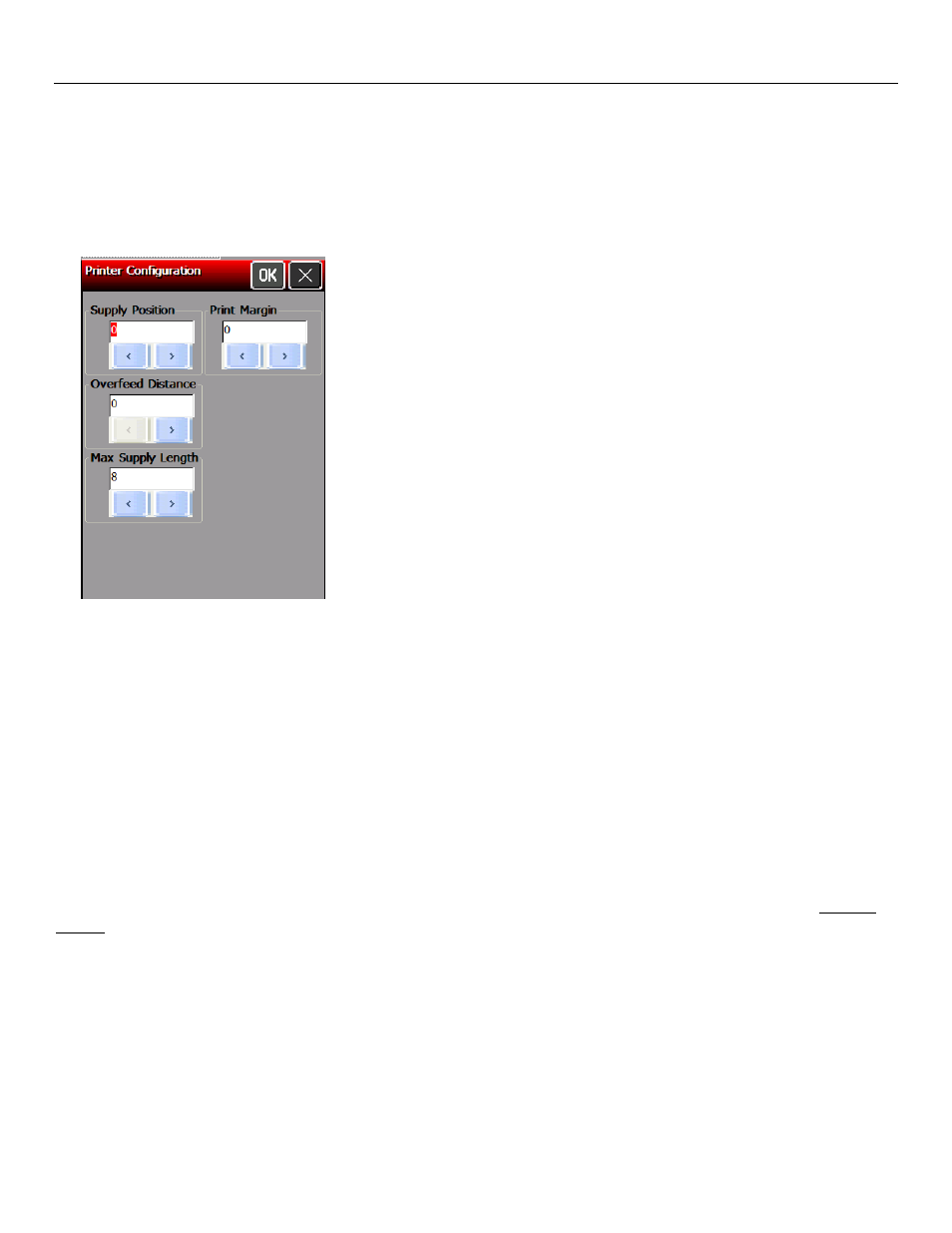 Adjusting the print position -3, Supply position -3, Print margin -3 | Overfeed distance -3, Max supply length -3 | Avery Dennison Pathfinder 6057 Operator Handbook User Manual | Page 23 / 36