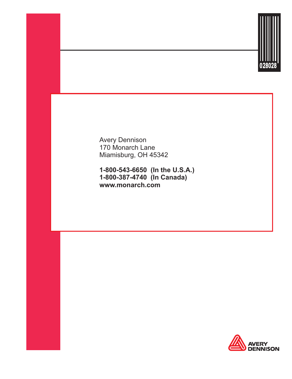 Avery Dennison Pathfinder 6057 Operator Handbook User Manual | Page 36 / 36