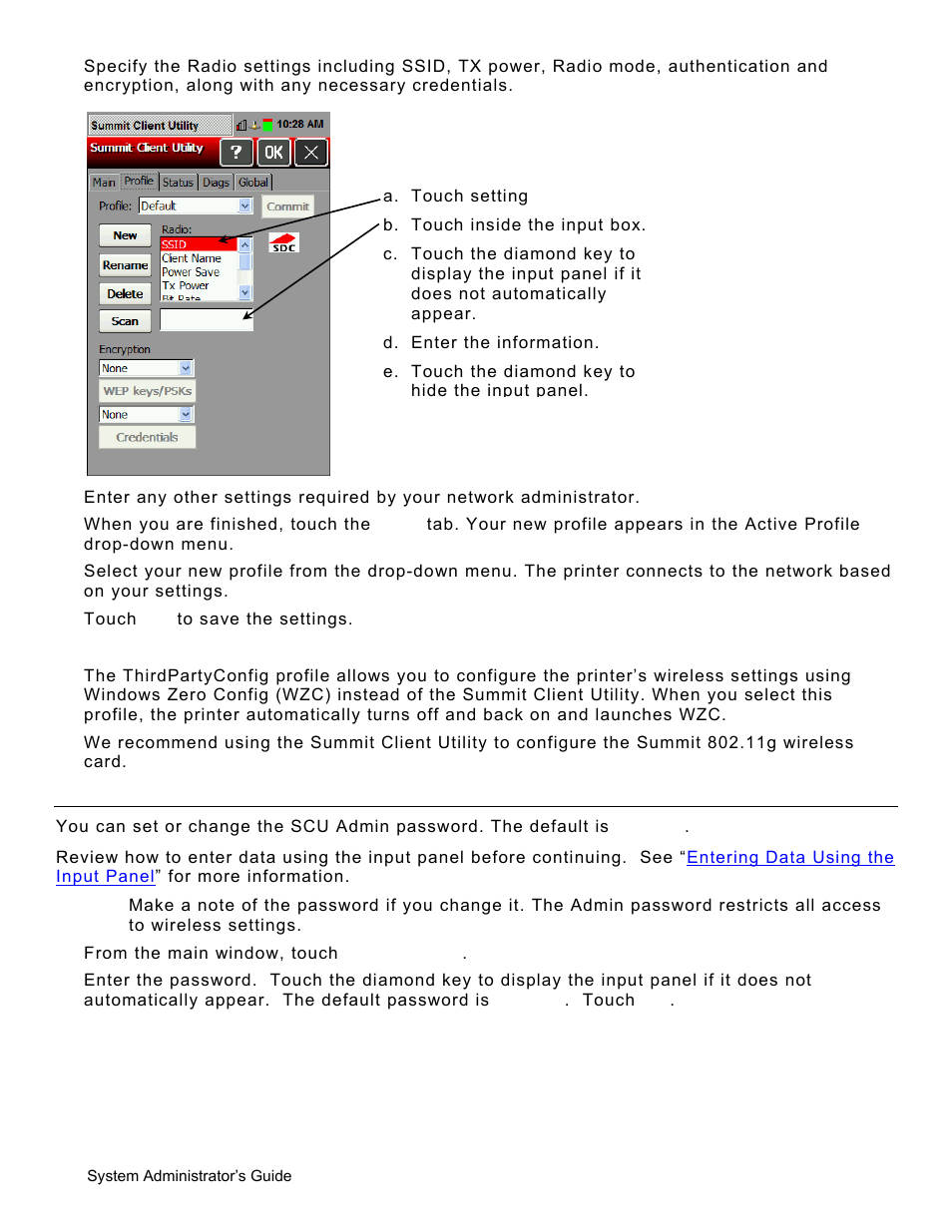 About thirdpartyconfig, Setting a password, Setting a password -4 | Setting the password | Avery Dennison Pathfinder 6057 System Administrator Guide User Manual | Page 26 / 60
