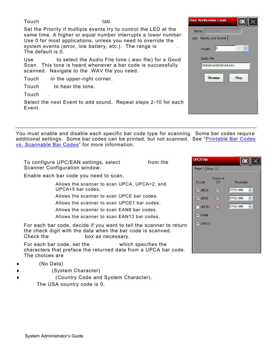Enabling specific bar codes, Configuring upc/ean bar codes, Enabling specific bar codes -4 | Configuring upc/ean bar codes -4 | Avery Dennison Pathfinder 6057 System Administrator Guide User Manual | Page 46 / 60