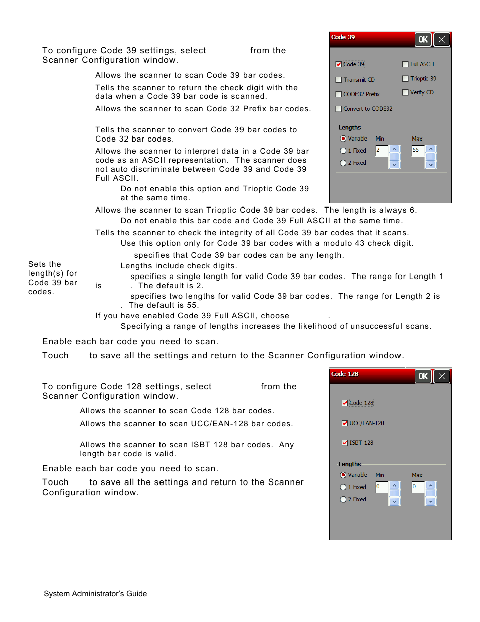Configuring code 39 bar codes, Configuring code 128 bar codes, Configuring code 39 bar codes -6 | Configuring code 128 bar codes -6 | Avery Dennison Pathfinder 6057 System Administrator Guide User Manual | Page 48 / 60